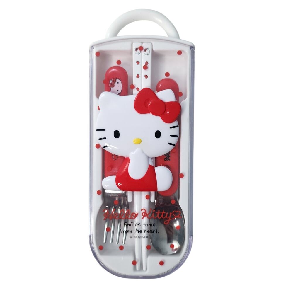 Sanrio Hello Kitty Lunch Trio Set Fork Spoon Chopsticks New